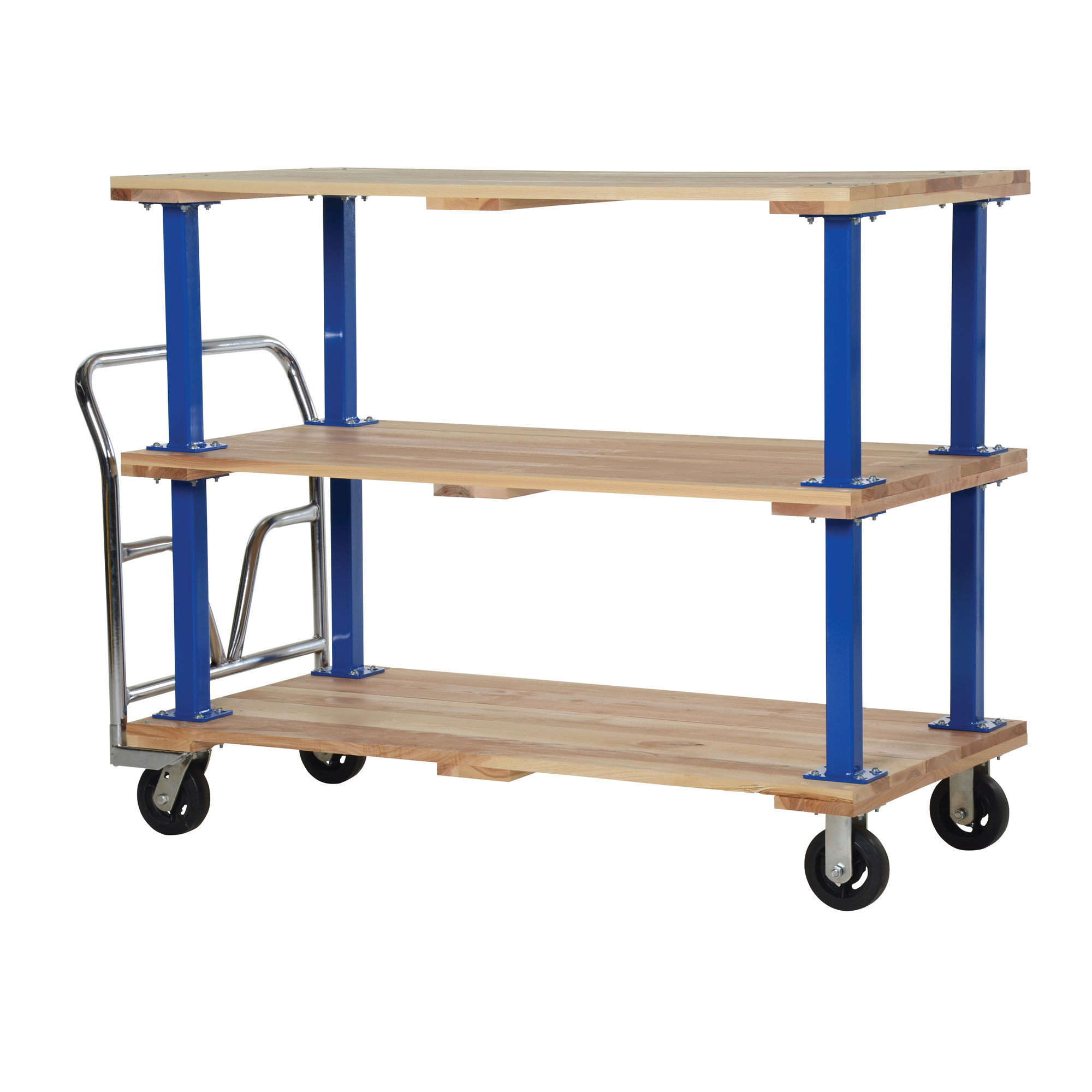 Vestil Hardwood Triple Deck Platform Cart 30 In x 60 In 1,600 Lb. Capacity Tan